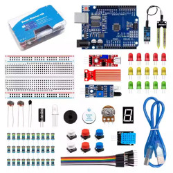 New Maker UNO R3 Improved Mainboard Learning Development Kit, Complete Set with 400-Point Solderless Breadboard, Sensor Modules and LED Light DIY Accessories