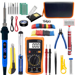 Soldering Iron Repair Tool Kit with Heat Shrink Tubing Set, 60W/80W LVD High Power Thermostatic Adjustable Temperature Industrial Welding Pen & Digital Multimeter