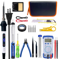 20 IN 1 Electronic Repair Tool Kit, 60W/80W LVD High Power Thermostatic Adjustable Temperature Industrial Soldering Welding Pen with Digital Multimeter