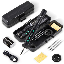Digital Display USB Rechargeable Wireless Soldering Iron Kit, 5V 15W Portable Mini Soldering Tool for Household Repair & Plastic Code Burning, Comes with 3 Soldering Tips (Random Color)