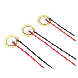 15mm Copper Piezo Disc with Soldered Wires, 11mm Ceramic Two-Electrode Passive Piezoelectric Buzzer Element for Toy Sound Generation