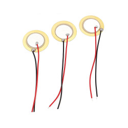 20mm Copper Piezo Buzzer Disc, Two-Electrode Piezoelectric Ceramic Sound Chip with Wires, 15mm Ceramic Layer Passive Piezo Element