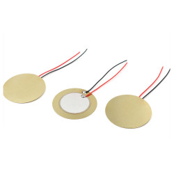 35mm Diameter Copper Piezo Buzzer Disc, Two-Electrode Piezoelectric Ceramic Alarm Sound Chip with Soldered Wires, 25mm Ceramic Layer Passive Piezo Element